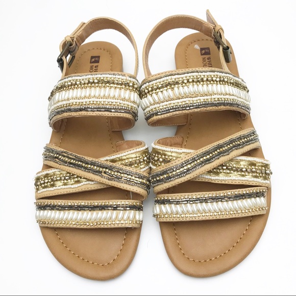 white mountain beaded sandals